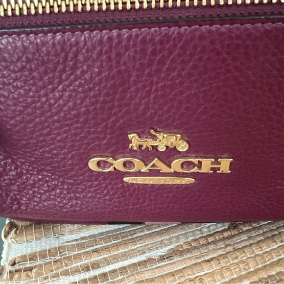 Coach Jed Pebbled leather backpack varsity stripe F89167 Gold/Berry Multi - Picture 3 of 8